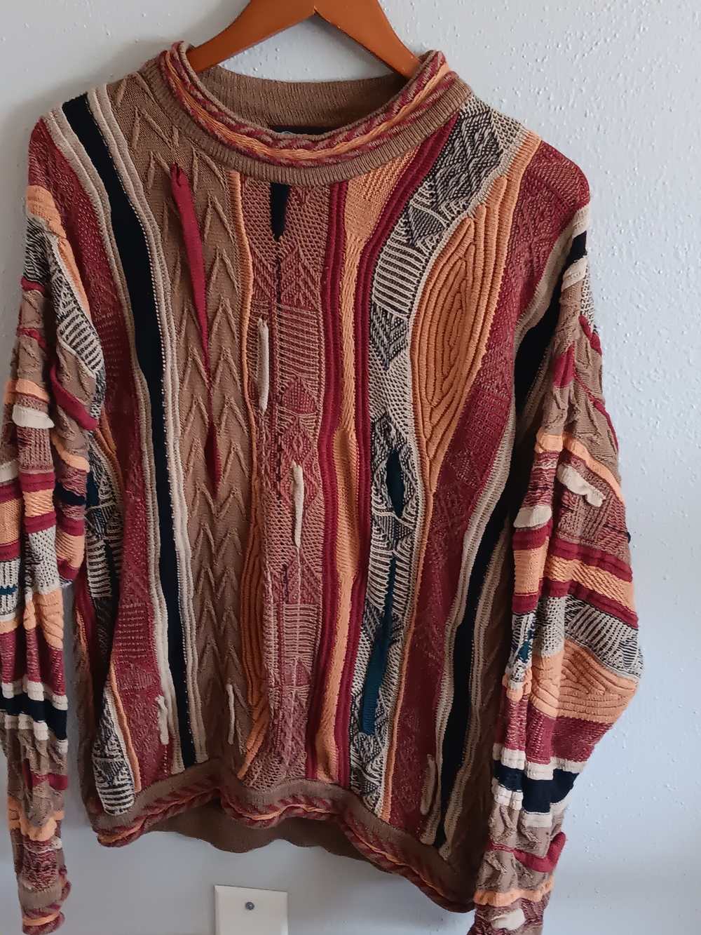 Tundra Canada Vintage 90s 3D Knit Abstract Coogi Style Sweater